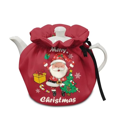 Image of Christmas Tea Cozy for Teapot Santa Claus Insulated Large Teapot Cover to Keep Warm Tea Kettle Cover Machine Washable for Home Kitchen Tea Party Table Decor