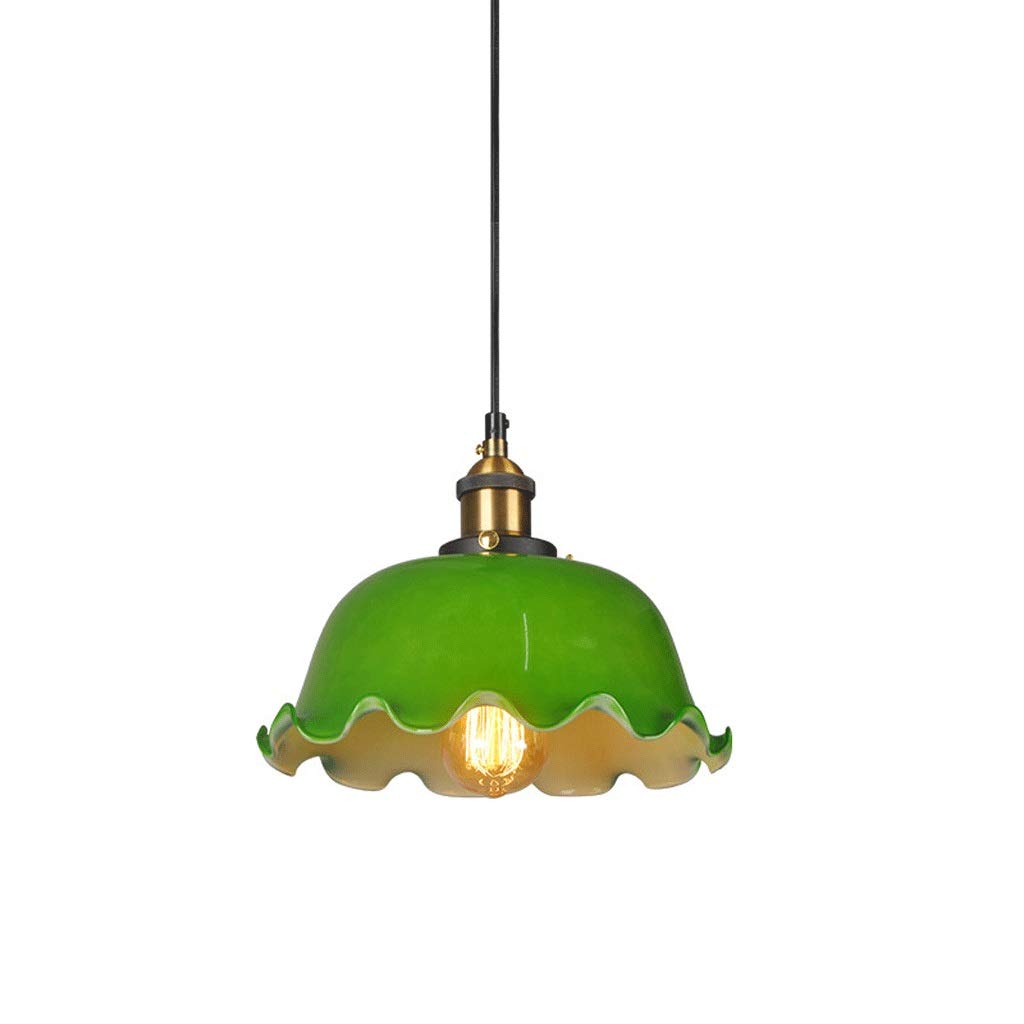 Lampe suspendue nostalgique à tête unique avec finition verte rétro