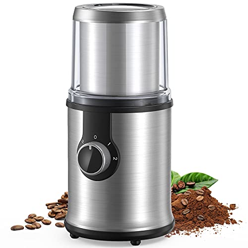 Coffner Kaffeemühle elektrisch, 350W abnehmbare Kaffee-Gewürzmühle mit herausnehmbarer Kammer, verstellbare…