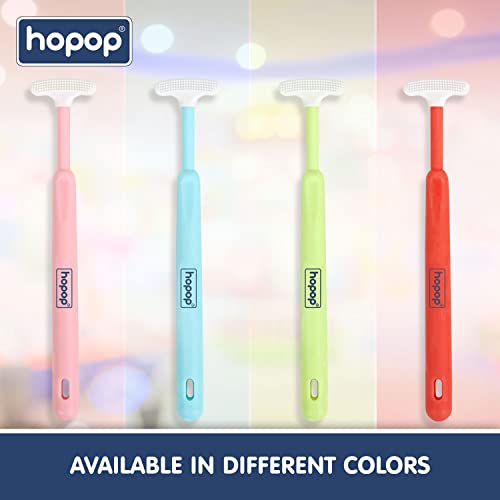 Image of Hopop Tongue Cleaner for Baby | Tender Baby Oral Cleaner Toothbrush with Silicone Scraper | Suitable from 6+ Months | 100% Safe Kids Tongue Cleaner | Pack of 2 | Pink & Green