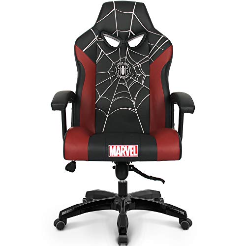 Marvel Avengers Gaming Chair Office High Back Computer PU Leather Desk Chair PC Racing Executive Ergonomic Adjustable Swivel Task Chair Headrest and Lumbar Support (Spider Man, Black)