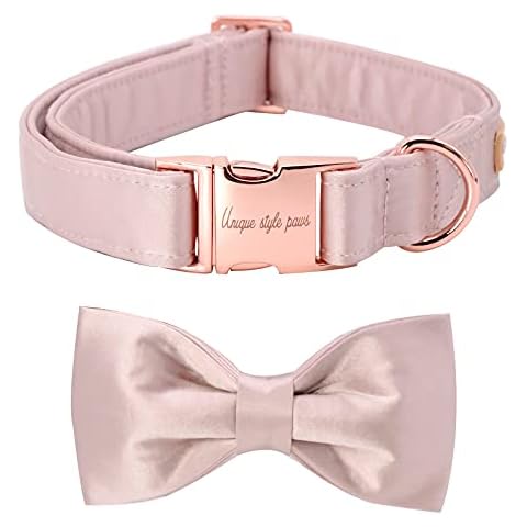 Unique style paws Dog Collar, Pink Silk Dog Collar with Bow, Soft Bow Tie, Adjustable Pet Collar Gift for Female Large Dogs Cover