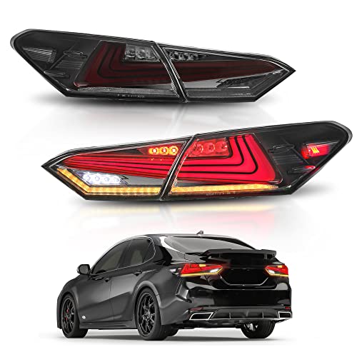 Mostplus Led Tail Lights Compatible For 2018 2019 2020 Toyota Camry Rear Lamps Assembly W/Start-Up Animation Sequential Turn Light (Set Of 2) (Smock Tinted) #TOP8