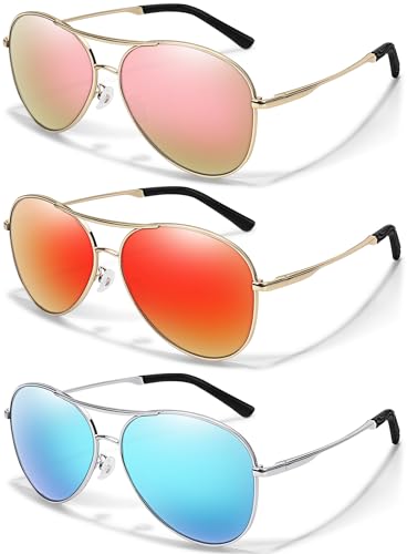 BOTPOV Aviator Sunglasses for Men Women Polarized UV400 Protection Mirrored Lens Metal Frame with Spring Hinges…