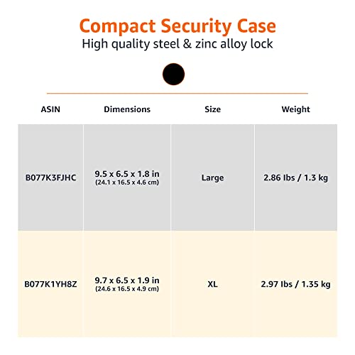 Amazon Basics Portable Security Case Lock Box Safe, Small Lock Box with Code, for College Dorm Room, Home, Combination Lock, XL, Black - Image 6