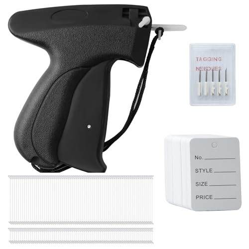 JASFLY Etiqueteuse, Pistolet Etiquette Textile, Etiqueteuse Prix 5000 Fils Paddle (Blanc,1cm/4cm) + 5 Aiguilles de Rechange + 500 Étiquette de Prix pour...
