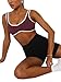 LASLULU Womens Color Block Sexy Sports Bra Workout Tank Tops Summer Fashion 2025 Gym Yoga Pilates Pickleball Tops with Built in Bra(Burgundy Large)