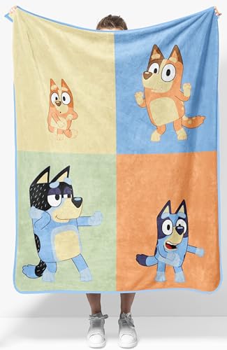 Image of Jay Franco Kids Plush Throw Blanket – Soft & Comfy Throw for Couch or Bed – Cozy Home Décor for Living Room & Bedroom, Multi - Bluey, 40x50 - Travel Blanket