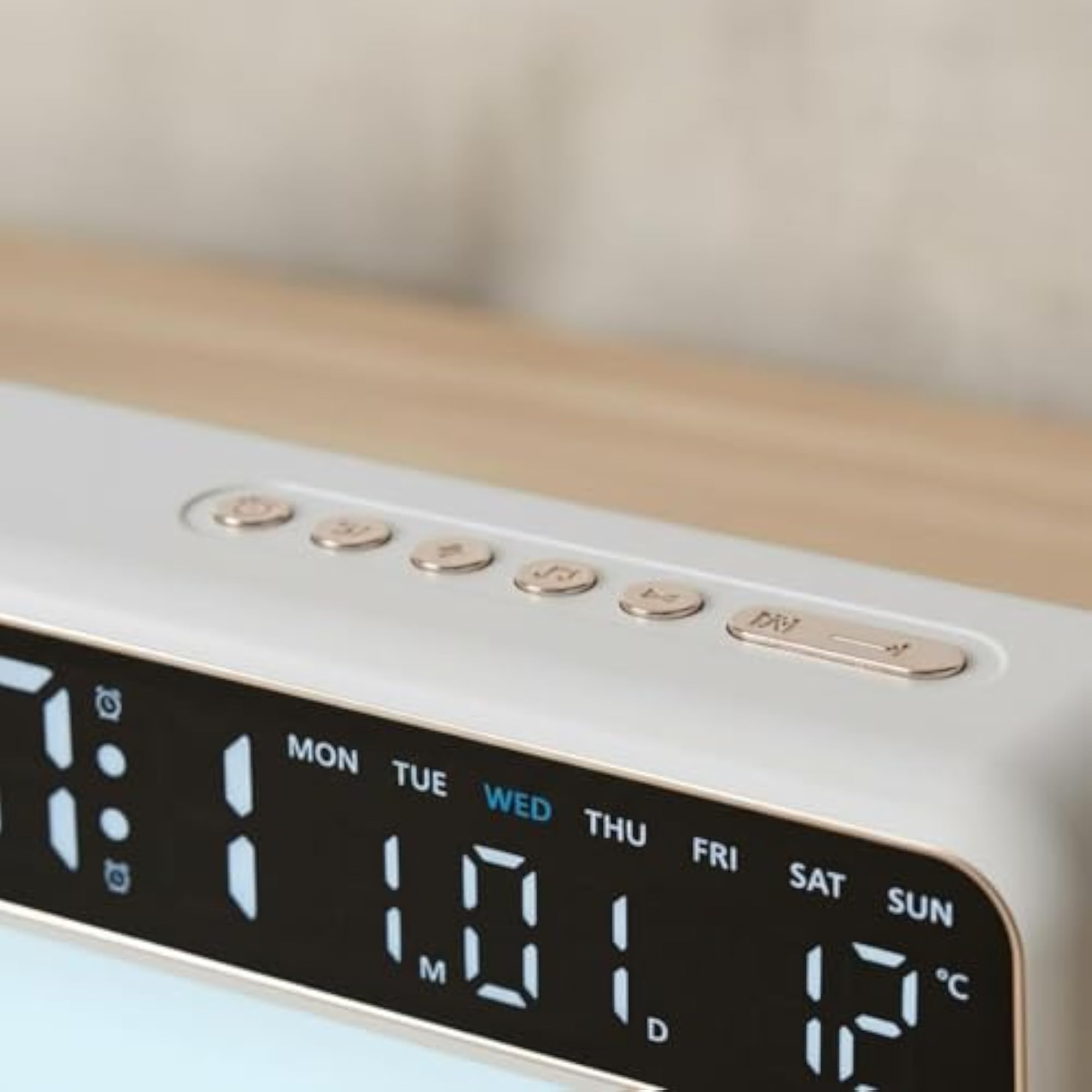 LED Alarm Circular Timepiece, Multi-Function Ambient Light Clock