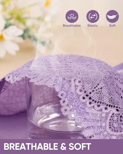 Women's High Waisted Underwear Ladies Lace Seamless Sexy Panties Breathable Soft Stretch 4 Pack Full Coverage3