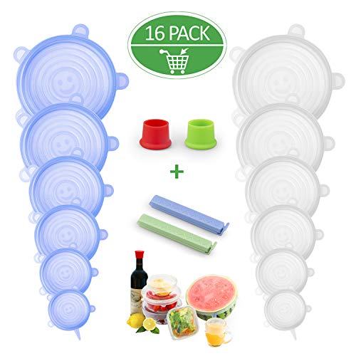 Splaks - Tapas de Silicona para Alimentos, Extensibles, Reutilizables, sin BPA, Universal, Apto para microondas, Horno, Nevera, lavavajillas