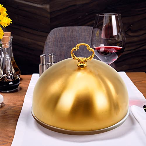 Aynaxcol Gold Stainless Steel Food Dome Cover Food Protecting Dome Cover Serving Plate Dish Dome Cake Butter Dessert Cheese Cover For Burgers Restaurant Party  thumb #2