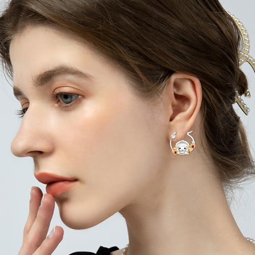 Animal Hoop Earrings for Women 925 Sterling Silver Chihuahua/Yorkie/Goat/Pig/Frog/Scorpion/Spider/Mermaid Huggie Earrings Jewelry Gifts Hypoallergenic2