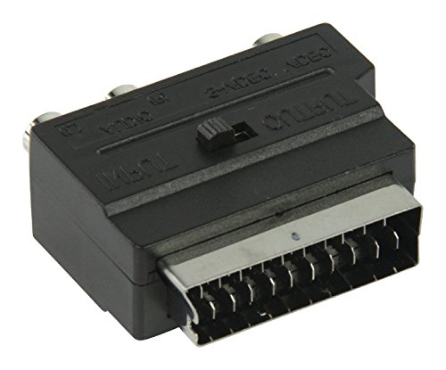 KnnX 28058 | SCART IN/OUT commutabile Adattatore Euroconnector maschio a 3 connettori RCA Phono per audio e video e Super Video | 2 x RCA Phono Audio, 1 x RCA Phono Video, 1 x S-Video femmina