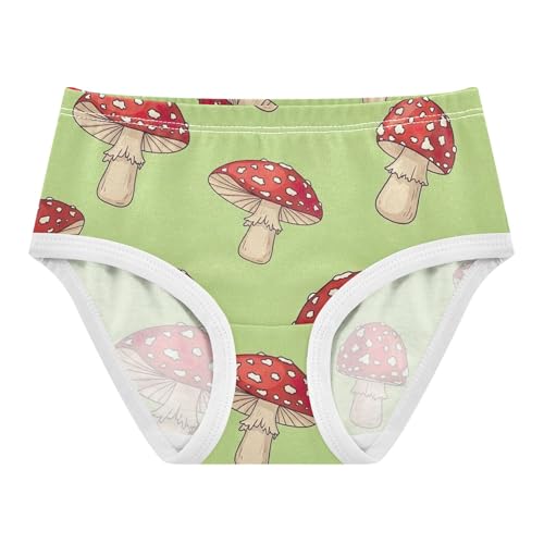 Cotton Girls Underwear Toddlers Red Mushrooms Beige Green Little Girl Panties Print Briefs Girls Undies 2t