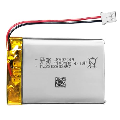 EEMB Batterie Lithium polymère 3,7V 1100mAh 603449 Batterie Rechargeable lipo avec connecteur JST avec VXI Blue Parrott - vérifier la polarité de l'équipement et du...
