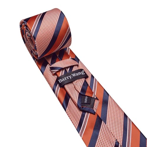 Image of Barry.Wang Mens Tie Set Plaid Check Neckties Formal Business Wedding Luxury Pocket Square Cufflinks