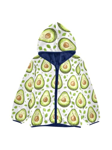 Cartoon Avocado Girls Fleece Jacket Girls Fall Jacket Boys Coats Zip Up Hoodie Children Sherpa Warm Outerwear 2-10T