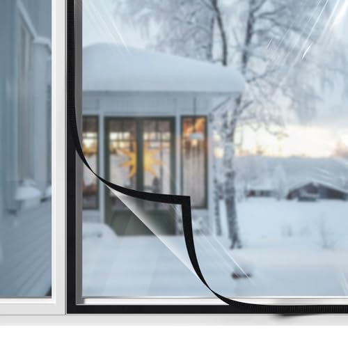 BKSAI Fenster Folie Thermofolie Fenster gegen Kälte 7-fache Stärke Kälteschutzfolie Thermo Cover Transparente Wärmedämmung Gegen Kondenswasser Zuschneidbar (170X150CM)
