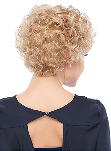 Wigs for Women Human Hair Temperament, Curly Hair, Short Hair, Golden Wig Headgear - Image 3
