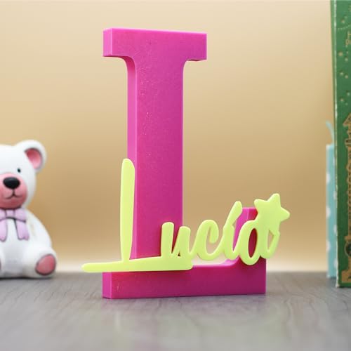 EDURAIT Letras Decorativas Personalizadas, decoración de habitación Juvenil, Bebe o Infantil. Diseñadas con Nombres Personalizados y con Mariposa, Nube, Estrella, Corona, Mickey, Osito y Balón en 3D.