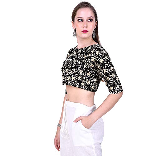 Image of Fressia Fabrics Pure Cotton Kalamkari Print Readymade Saree Blouse for Women