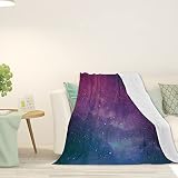 Nebula, cobija de forro polar grueso para sofá, nebulosa de estrellas, cobijas suaves y acogedoras para sofá, morado y azul, 50 x 40 pulgadas