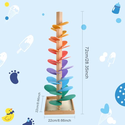 Holz-Kugelbahn Klangbaum Lernspielzeug für Kinder, Musikbaumspielzeug, klangbaum Holz, Montessori Spielzeug Ab 3 Jahre mit 10 Regenbogenbälle, 6 Bunte Ebenen Für Mädchen Junge