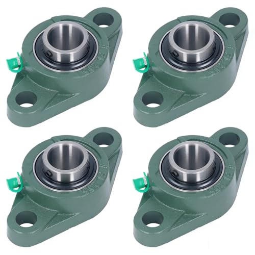 Tissting Lot de 4 Paliers à Semelle UCFL205, Roulement à Bride 25 mm (1 Pouce) en Fonte, Support Auto-Alignant pour Transmission Mécanique et Équipement...