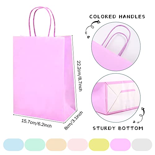 Mamunu 28 Pcs Party Favor Gift Bags With Handles, Pastel Paper Gift Bags Bulk, Assorted 7 Colors Rainbow Gift Bags For Birthday, Wedding, Baby Shower, Shopping, Parties, 8.6" X 6.3" X 3.2" #TOP1