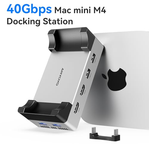 Image of Mac mini M4 Dock, 40Gbps Docking Station Stand with 8TB M.2 NVMe SSD Enclosure, Dual HDMI 4K@60Hz, 4xUSB-A (10Gbps), 2xUSB-A 2.0, PD30W, Wi-Fi Friendly Design, USB Hub for Mac mini M4&M4 Pro