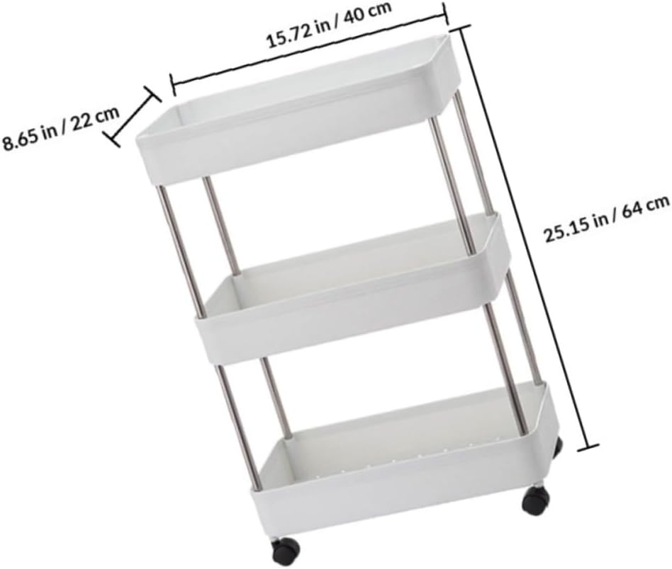 Multi-Layer Kitchen Storage Shelf Wheels, Pp Material Wide 3-Tier Rolling Storage Rack for Bathroom and Home Organization