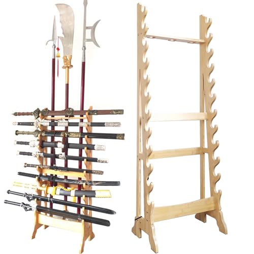 Support de canne à pêche et katana vertical avec rack multicouche en bois