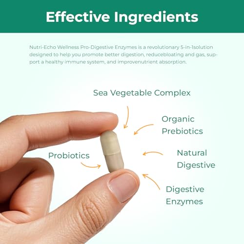 900mg Blend of 16 Digestive Enzymes,17 Probiotics,5 Plants Complex with Natural enzymes, and 3 Sea Vegetables for Digestive & Gut Health, Bloating&Meal Time Discomfort-90 Capsules - Image 5