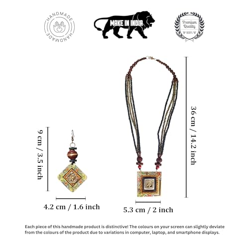 Image of AAKRITI ART CREATIONS Handcrafted Women's Jewelry Set - Ethnic Necklace and Earrings, Fashion Accessories for Special Occasions & Celebrations
