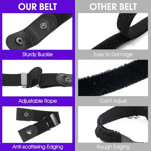 No Buckle Belts for Men Women 2 Pack Elastic Buckless Belts Side Belt without Buckle Adjustable Invisible Belt for Pants Jeans3