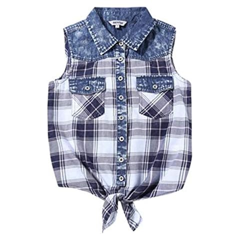 Bienzoe Girls Cowgirl Plaid Crop Top Cover