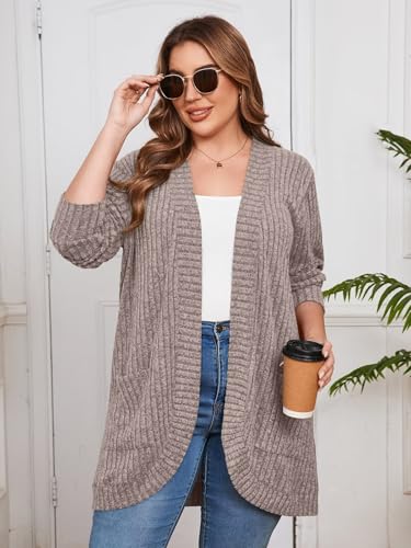 Image of BELAROI Women Plus Size Cardigan Sweater Fall Outfit