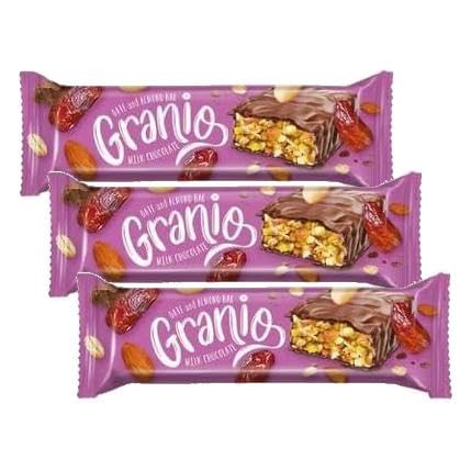 Hünnap Granio Hurmalı Bademli 40 gr Çikolata Kaplamalı Bar (3 paketi)