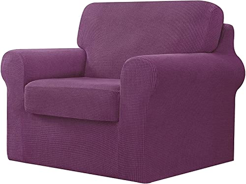 Housse de canapé extensible antidérapante violette anti-peluches - 2