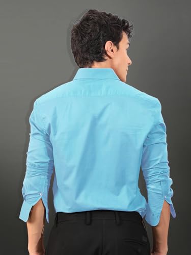 Image of Pinkmint Men's Solid Cotton Formal Shirt | Plain | Full Sleeve - Regular Fit (Available in Plus Sizes and Combo Pack of 2)