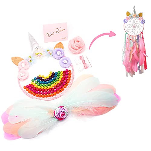 Unicorn DIY Dream Catcher Kit , DIY Dream Catcher kit for Adults Craft Make Your Own Dream Catcher for Birthday Party Bridal Shower Wedding Nursery Baby Room Kids Childrenâ€™s Day Gift
