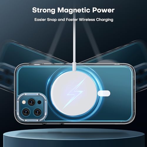 Image of TAURI for iPhone 12 Pro Max Case, Compatible with Magsafe [Yellowing Resistant] with Screen Protectors, Military-Grade Protection, Slim Magnetic Phone Case for iPhone 12 Pro Max, Clear, 6.7 inch
