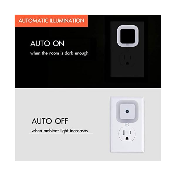 Uigos LED Night Light Lamp with Smart Sensor Dusk to Dawn Sensor, Daylight White, 0.5W Plug-in, 6-Pack - Image 4