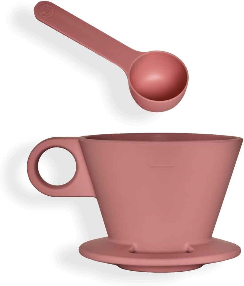 Verve Dwell Dripper Pour Over Coffee Maker Set, Non-Electric Coffee Dripper, Manual Brew Maker (Red)