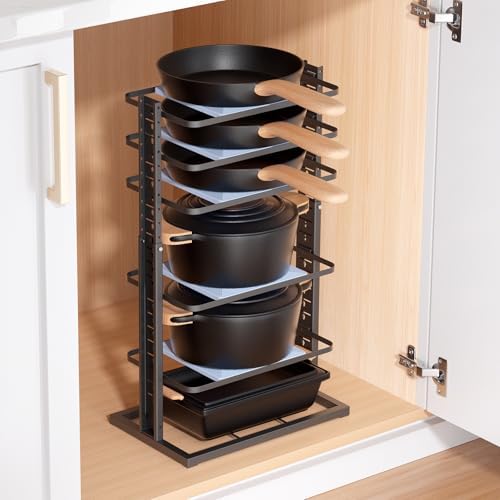 LAMU Pots and Pans Organizer for under Cabinet, 6-Tier Heavy Duty...