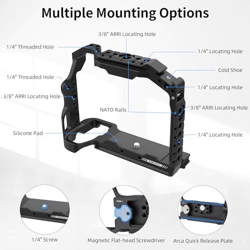 Nitze Cage for Panasonic LUMIX S5 II / S5 IIX Camera, with Built-in Top and Side NATO Rails - Image 2