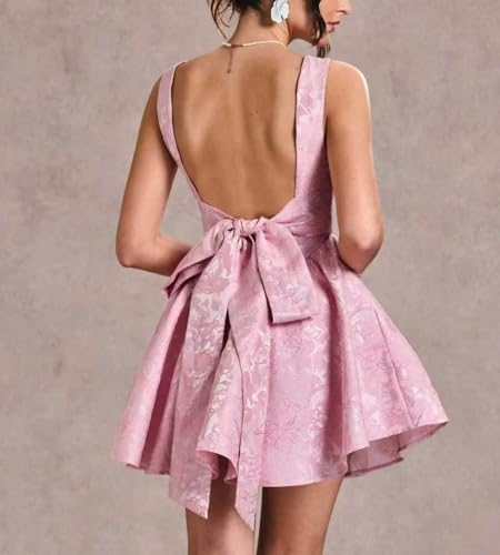 Jacquard Satin Homecoming Dresses for Teens 2025 Short Cocktail Party Gowns with Bow A Line Evening Dress LL-M0833