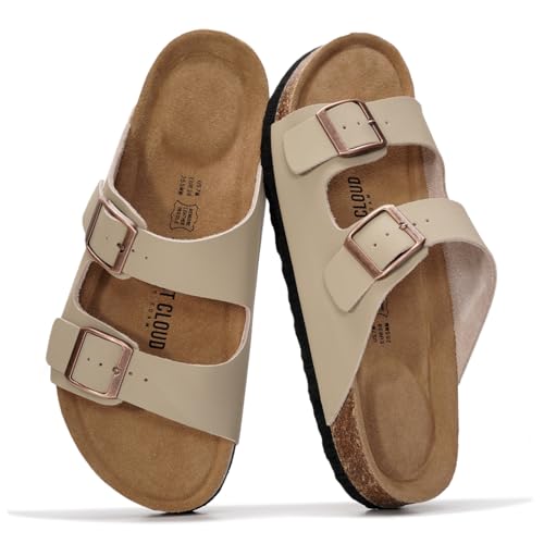 Project Cloud Women's Slide Sandal, Venita, Beige, Genuine