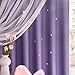 Loyala Star Double Layer Blackout Curtains for Bedroom, Kids - Cute, 84 Inches Long, 2 Panels Set, Purple, 42 X 84 Inches